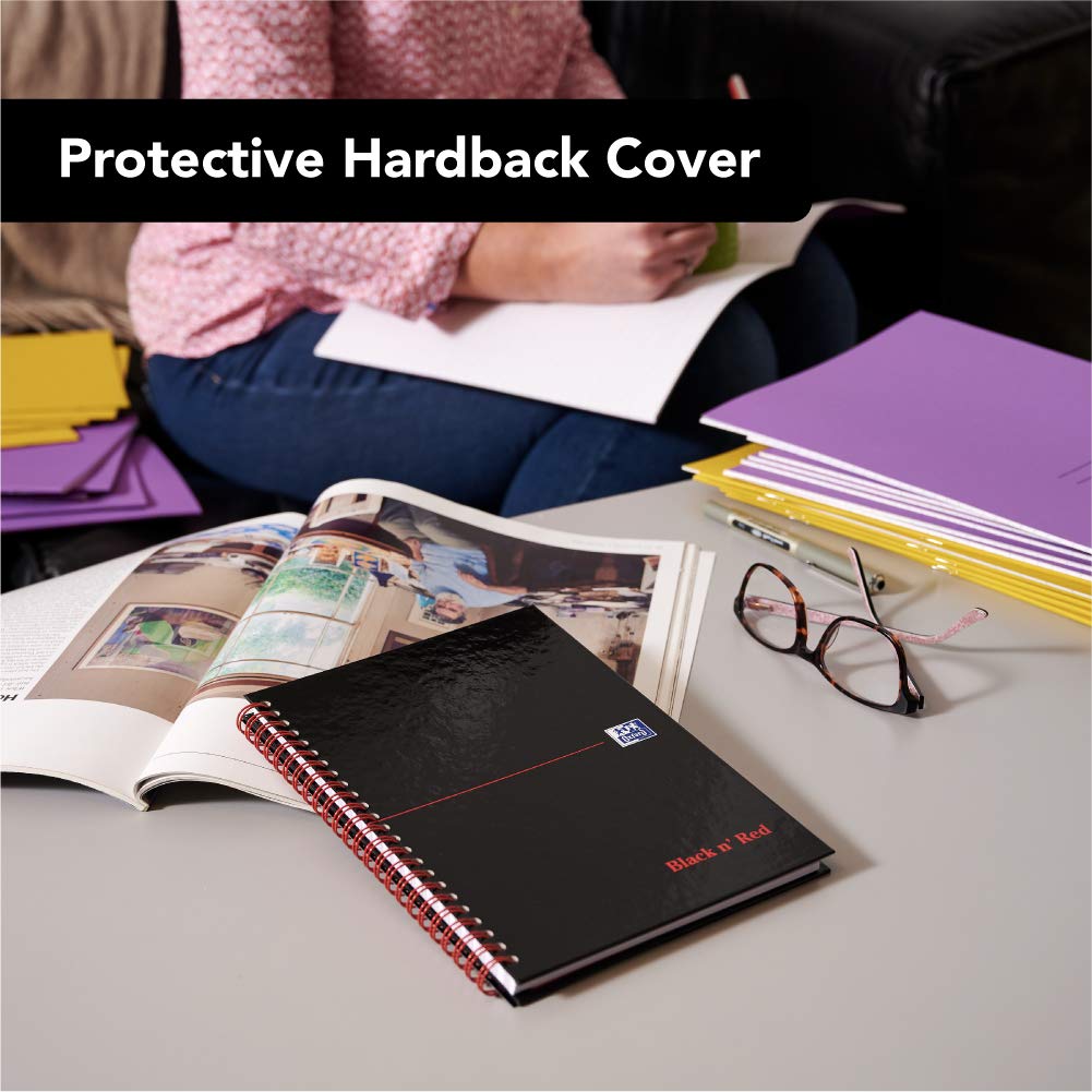 Black n' Red A5 Wirebound Notebook - 3 Pack | 140 Ruled Pages | Glossy Hardback Cover | Scribzee Enabled 3