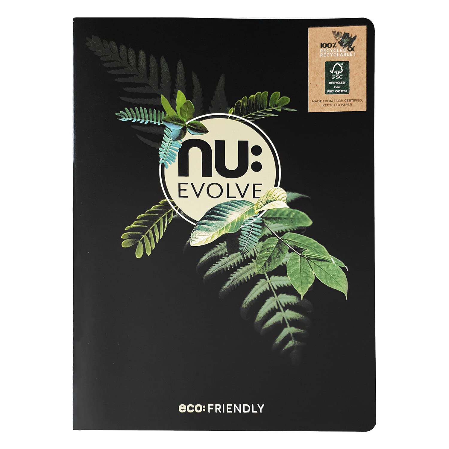 nu: Evolve A4 Stitched Notebook | Recycled FSC Paper | Ruled | Soft Cover | Black 1