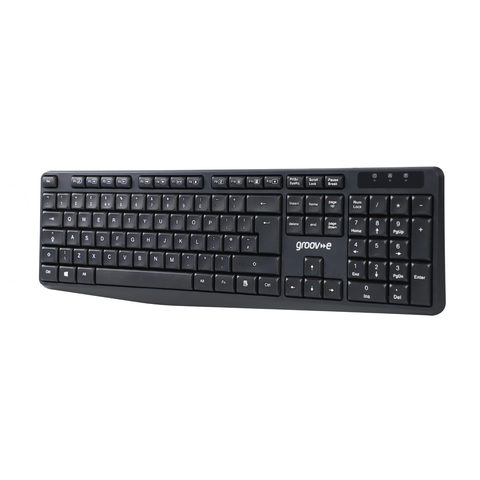 groov e Wireless Full-Size Keyboard - QWERTY Keyboard for PC and Laptop with 2.4G Wireless Connection, Ergonomic Design, Silent Keys - Black 4