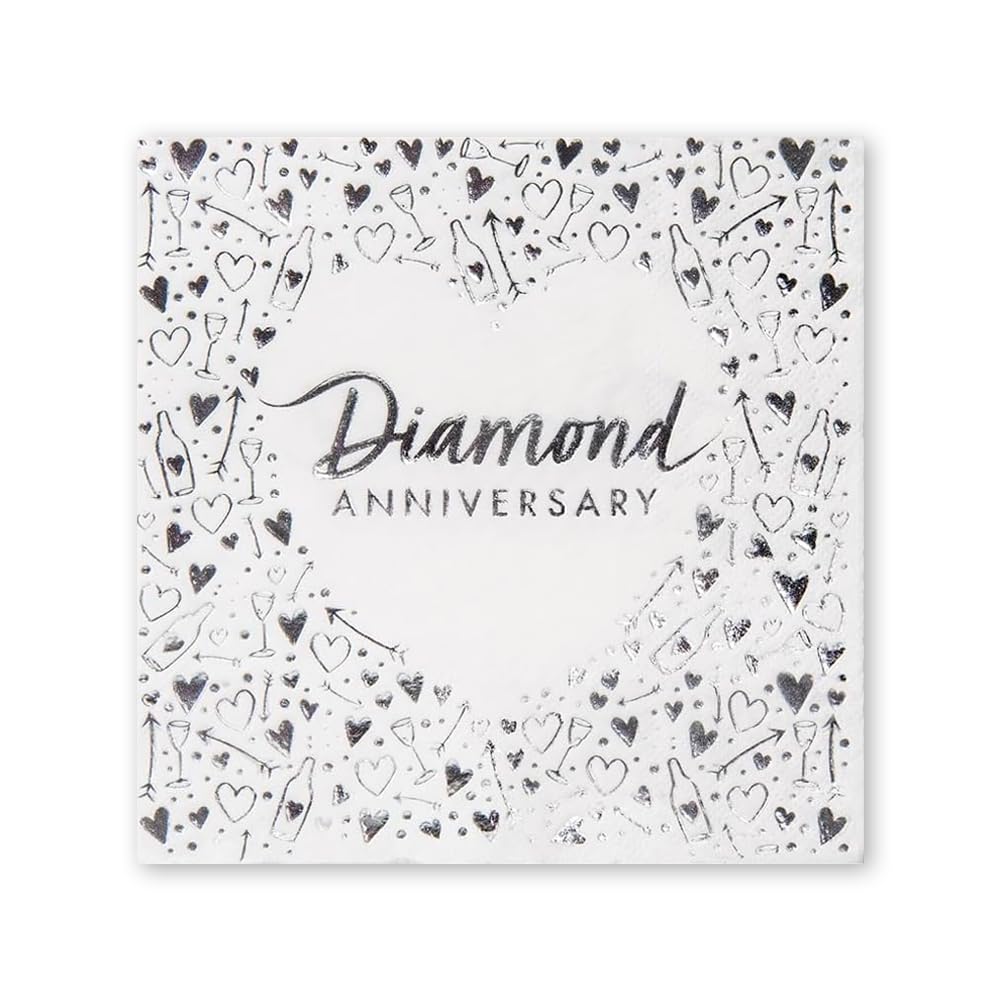 Anniversary House Diamond Anniversary 3-Ply Paper Luncheon Napkins - 16 Count | 13 Inch 1