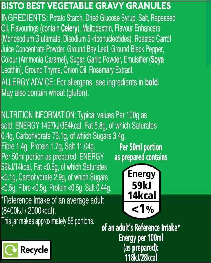 Bisto Best Vegetable Gravy Granules, Vegan Friendly, 230 g Jar (Pack of 1)