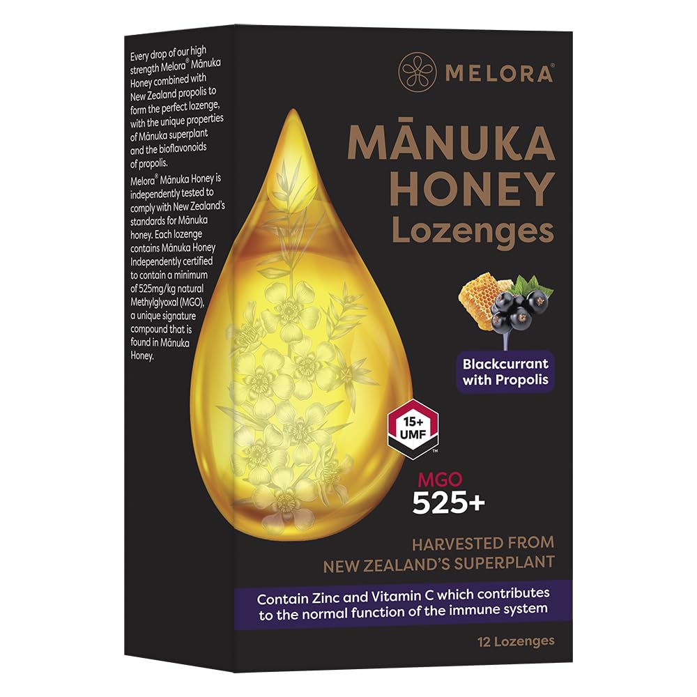 Melora Manuka Honey Lozenges - 525+ MGO, UMF 15 with Propolis | 12 Count 1