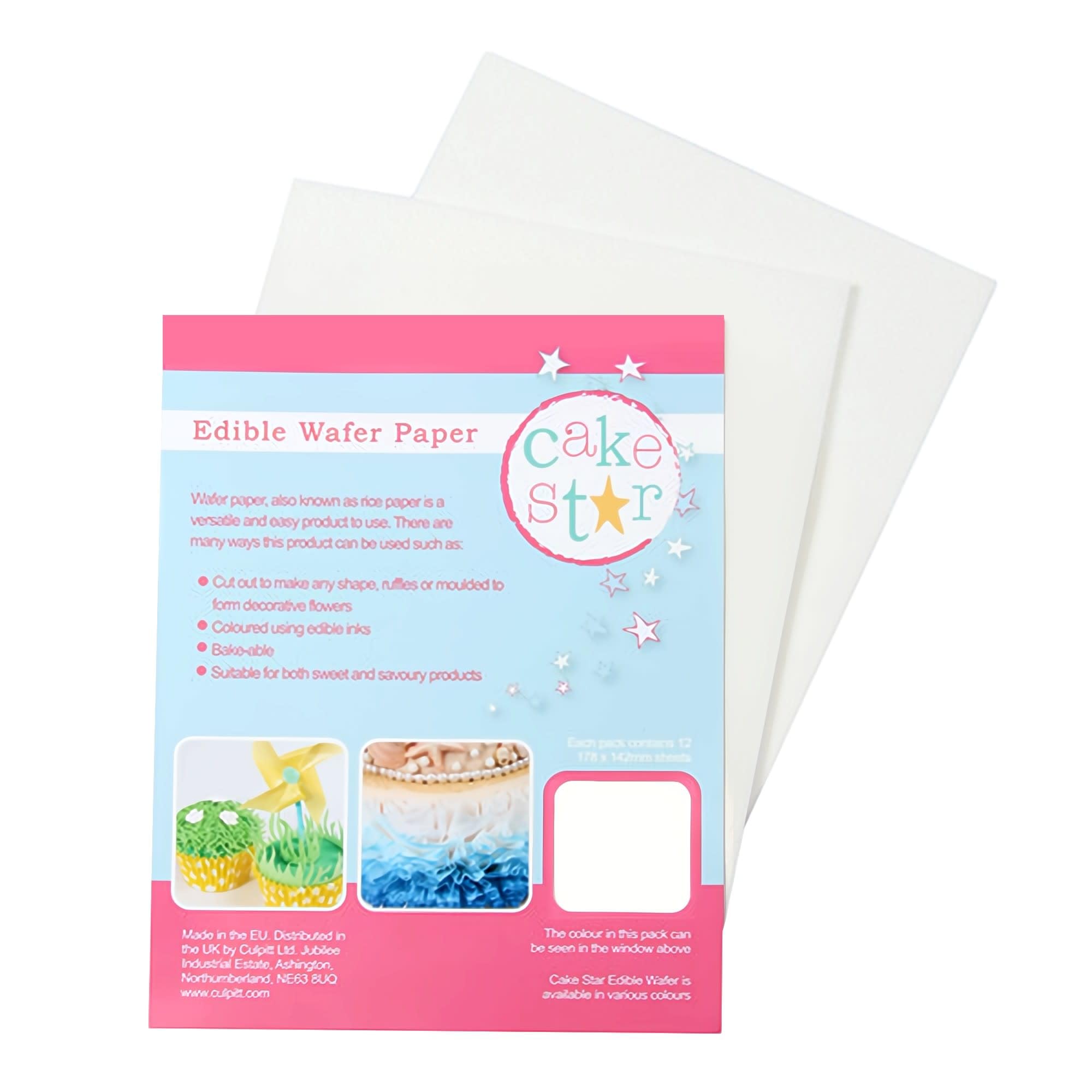 Cake Star White Wafer Paper - Edible Sheets for Printing & Decorating | 12 Count, 178 x 142mm