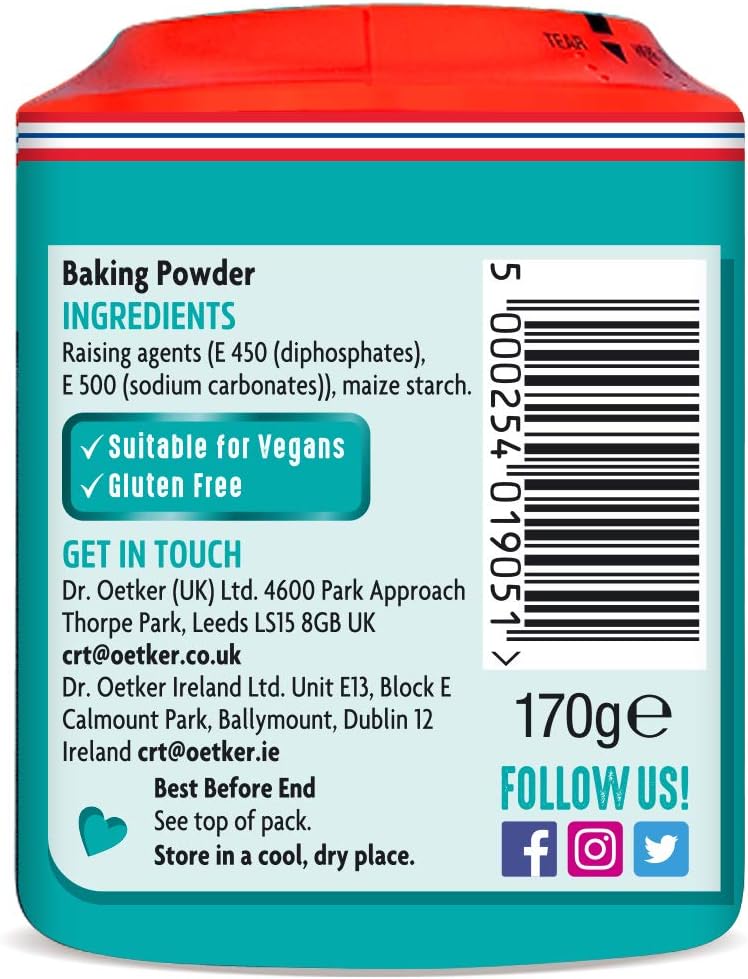 Dr. Oetker Gluten Free Baking Powder - Pack of 4 x 170g 2