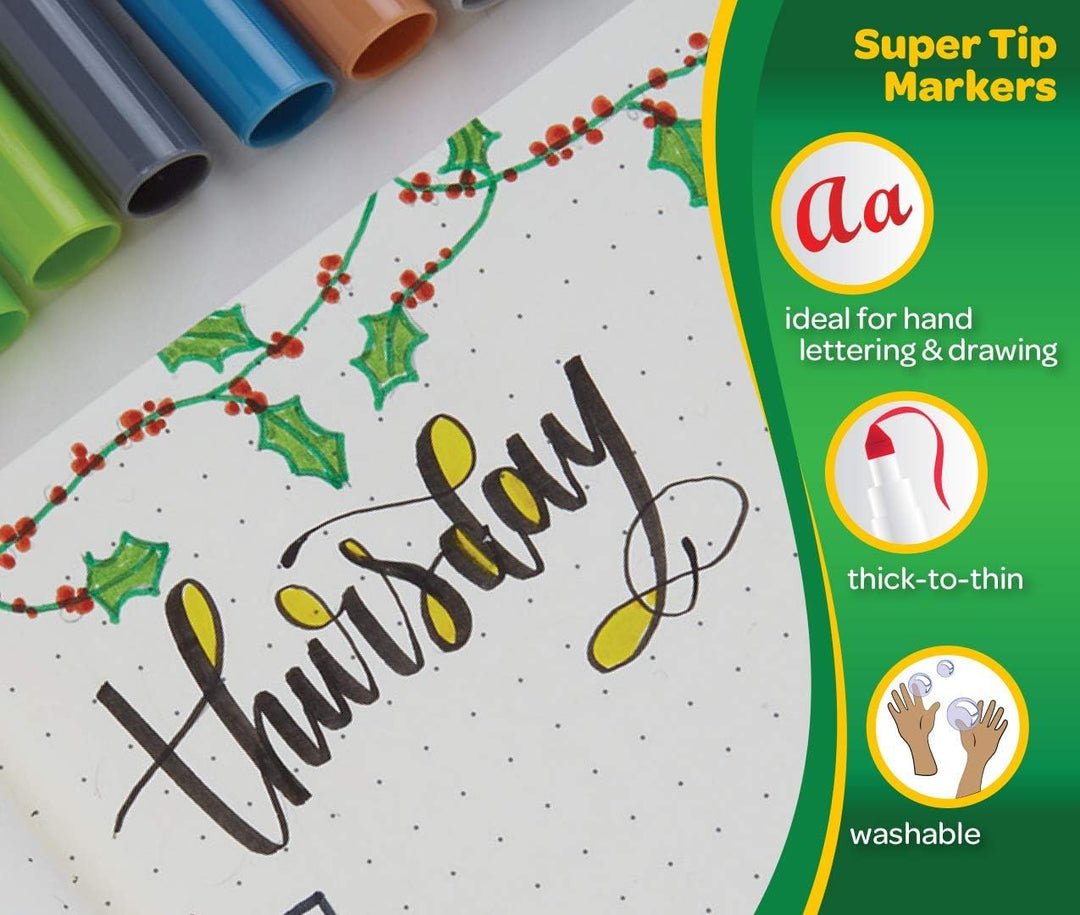 CRAYOLA SuperTips Washable Markers - Pack of 12, Wash-Off Ink for Kids 3+