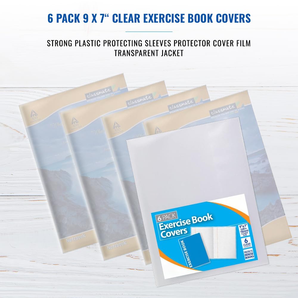 1ABOVE 6 Pack Clear Plastic Exercise Book Covers - 150 Micron Strong Protection | A5/A4 Compatible 7