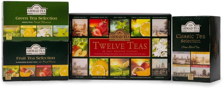 Ahmad Tea Twelve Teas Collection - 60 Tea Bags with Black, Green & Fruit Flavoured Teas