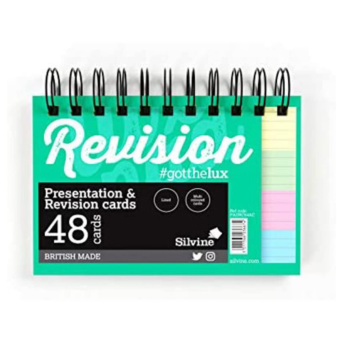 Silvine Luxpad Revision A6 Flash Cards - Lined, 48 Cards, Assorted Colours 1
