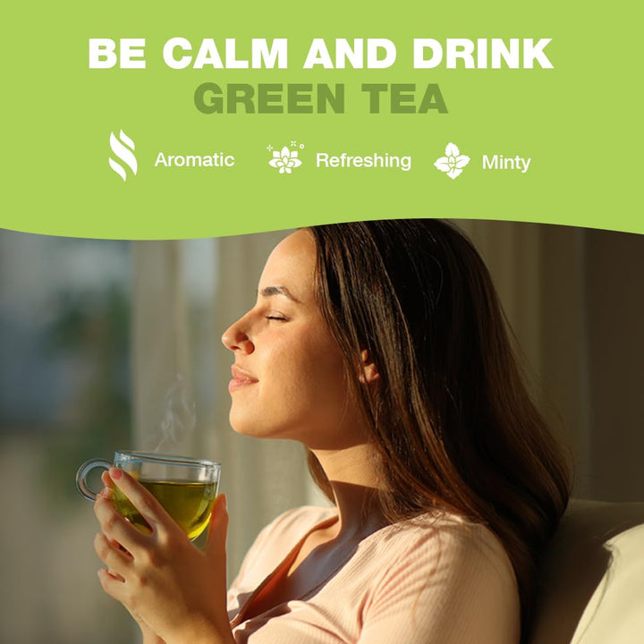 HANDPICK Green Tea Bags - 100% Pure Green Tea, 100 Bags, No Adhesive, No Bleach, Gluten Free