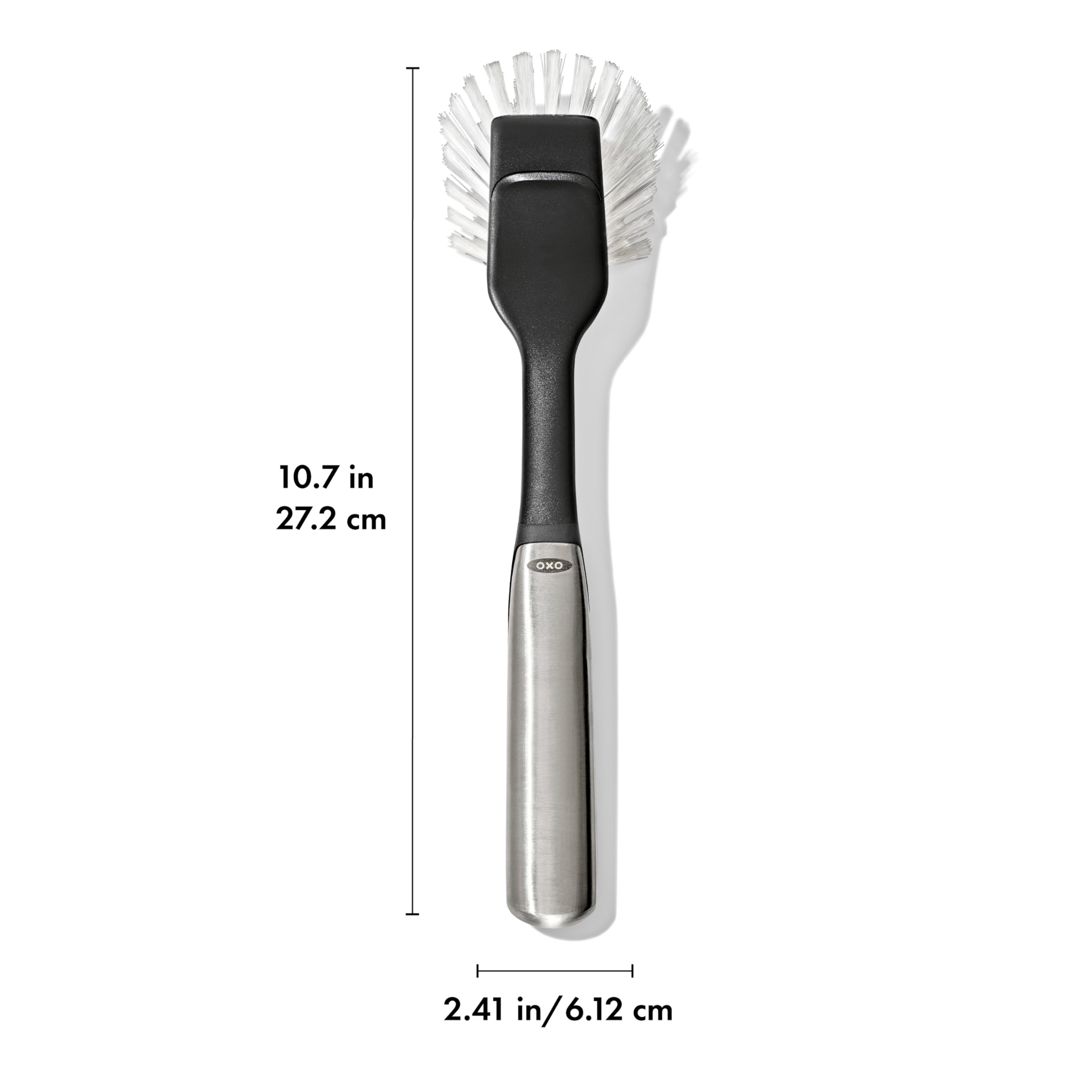 OXO Dish Brush with Stainless Steel Handle | Durable Nylon Bristles & Integrated Scraper | Replaceable Head 7