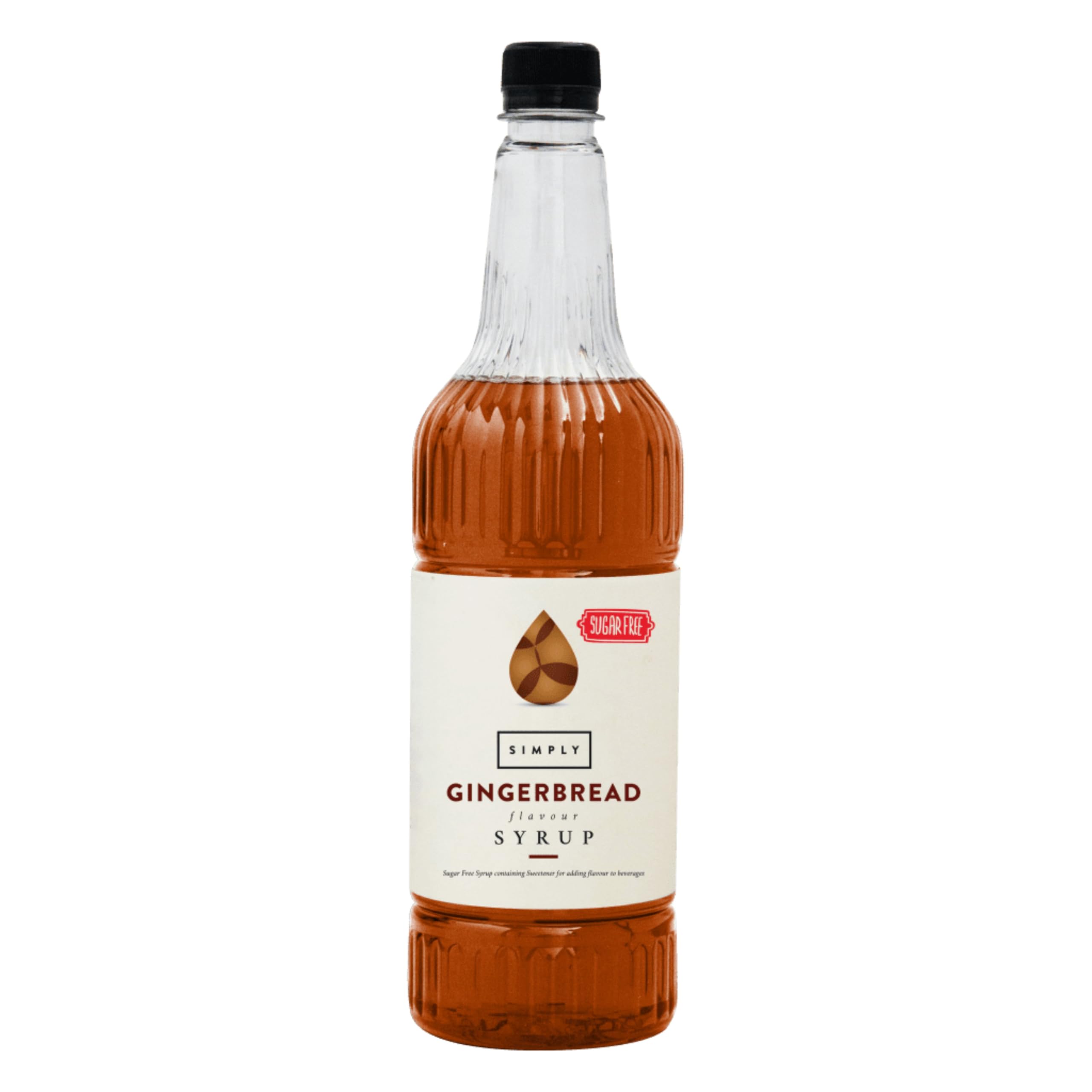 Simply - Sugar Free Gingerbread Syrup, Low Calorie Vegan & Nut Free Flavoured Syrup for Coffee, Cocktails & Baking (1 Litre)