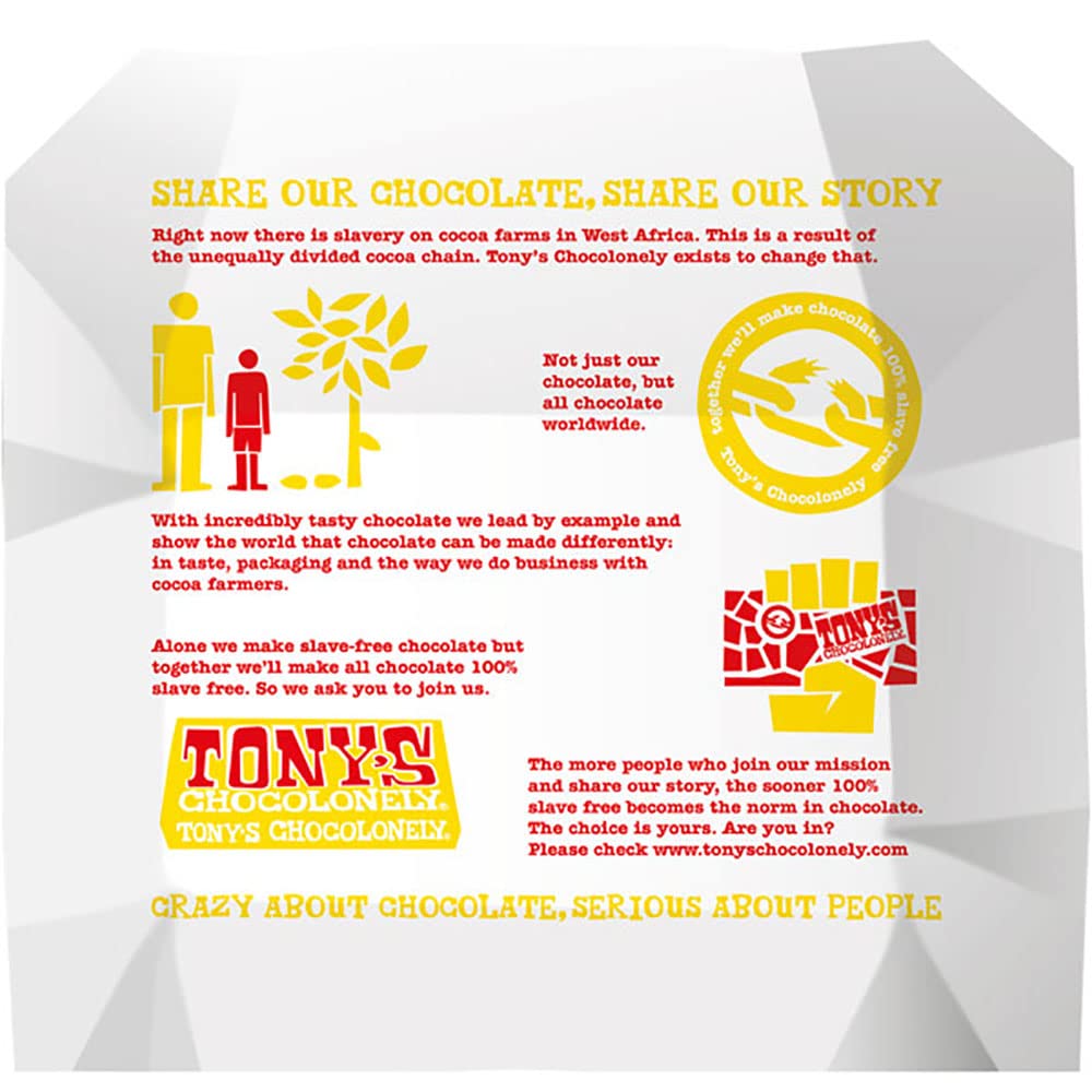 Tony's Chocolonely Milk Chocolate with Almond Honey Nougat Bar - 180g Fairtrade Belgian Chocolate