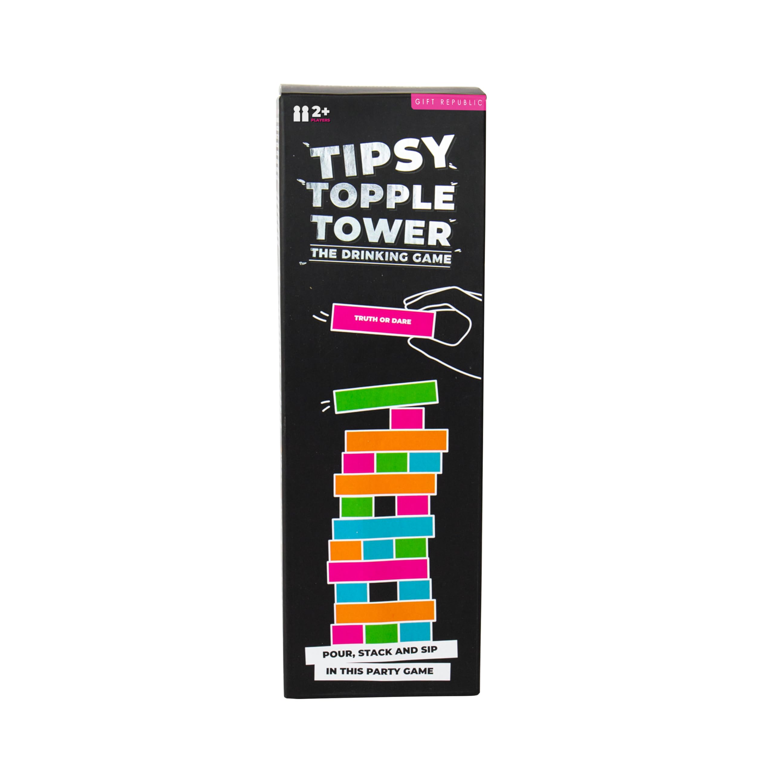 Tipsy Topple Tower - Adult Drinking Game with 48 Wooden Blocks 1