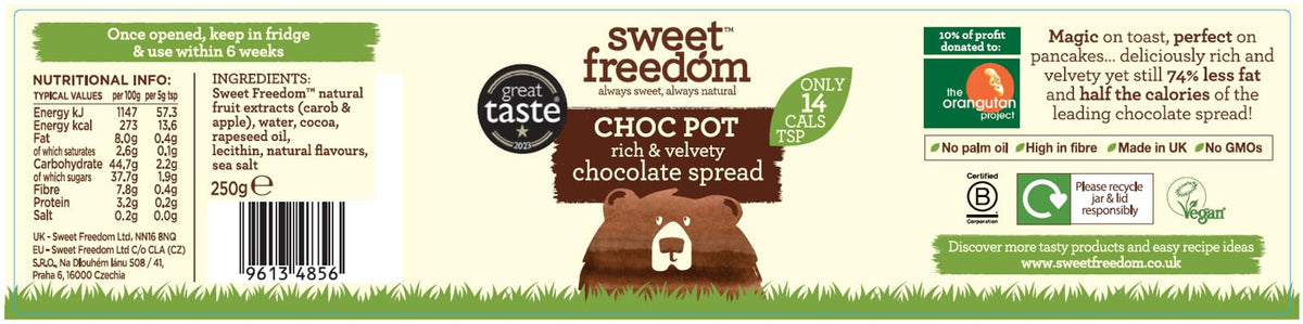 Sweet Freedom Choc Pot Chocolate Spread - 250 g, Pack of 6