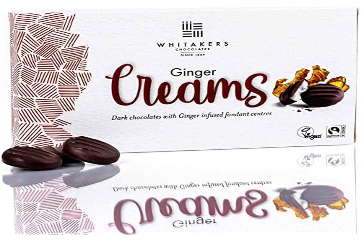 Whitakers Ginger Creams Fairtrade Dark Chocolate Vegan 150g 2