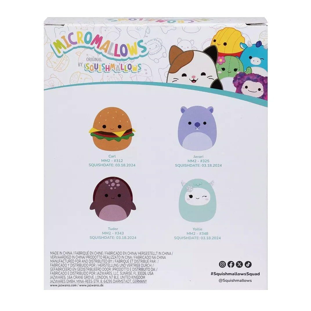 Micromallows SQMM0066 4-Pack Super Soft Mini Squishmallows 6.5cm Plush Figures 2