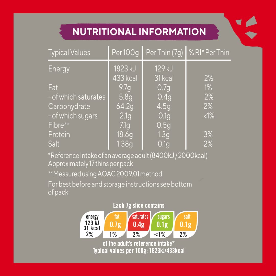 Ryvita Cheddar & Cracked Black Pepper Thins - 6 Packs of 125g | Source of Fibre | Made in UK 4