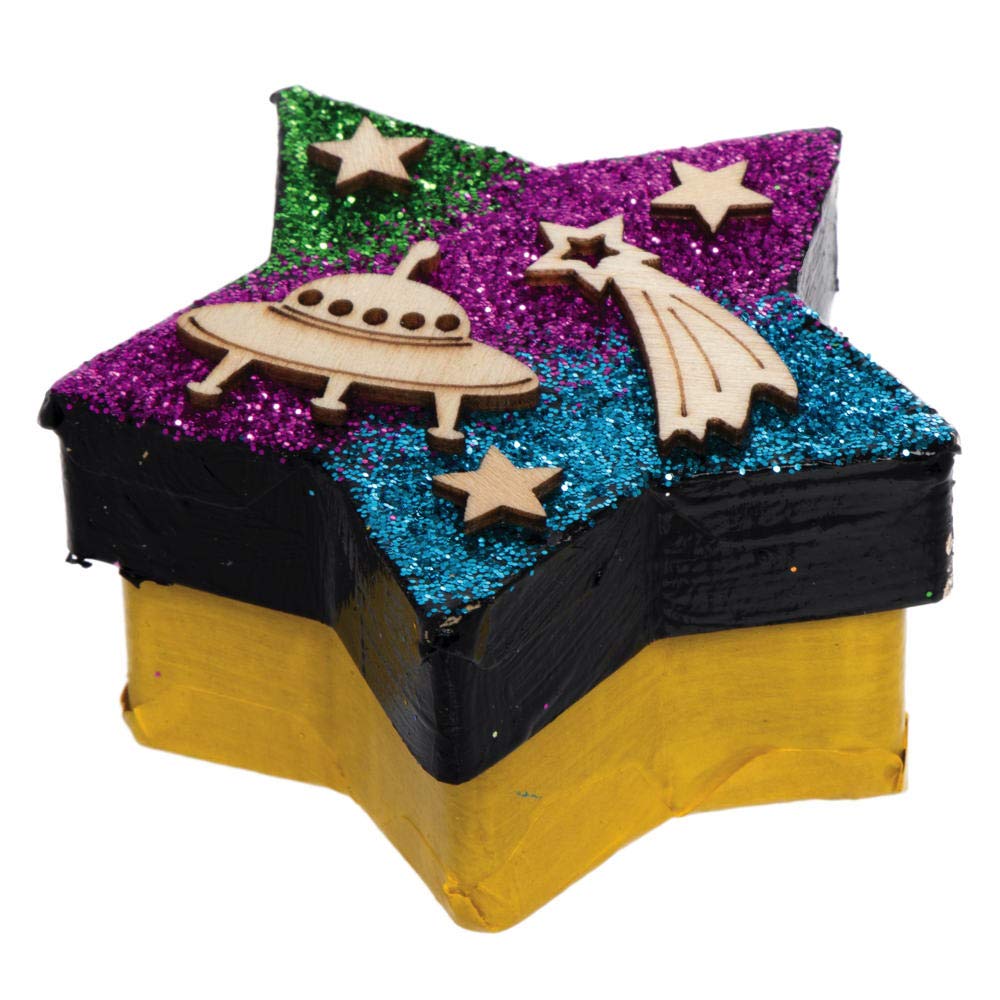 Baker Ross Outer Space Wooden Shape Decorations - Pack of 45, Solar System Shapes (1.5-3cm)