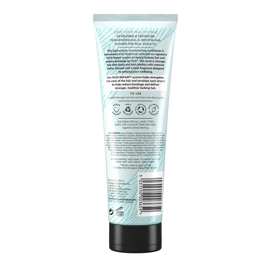 Charles Worthington MenoPlex Repairing Conditioner - Hydrates & Strengthens Hair, Reduces Breakage by 90%, 250ml
