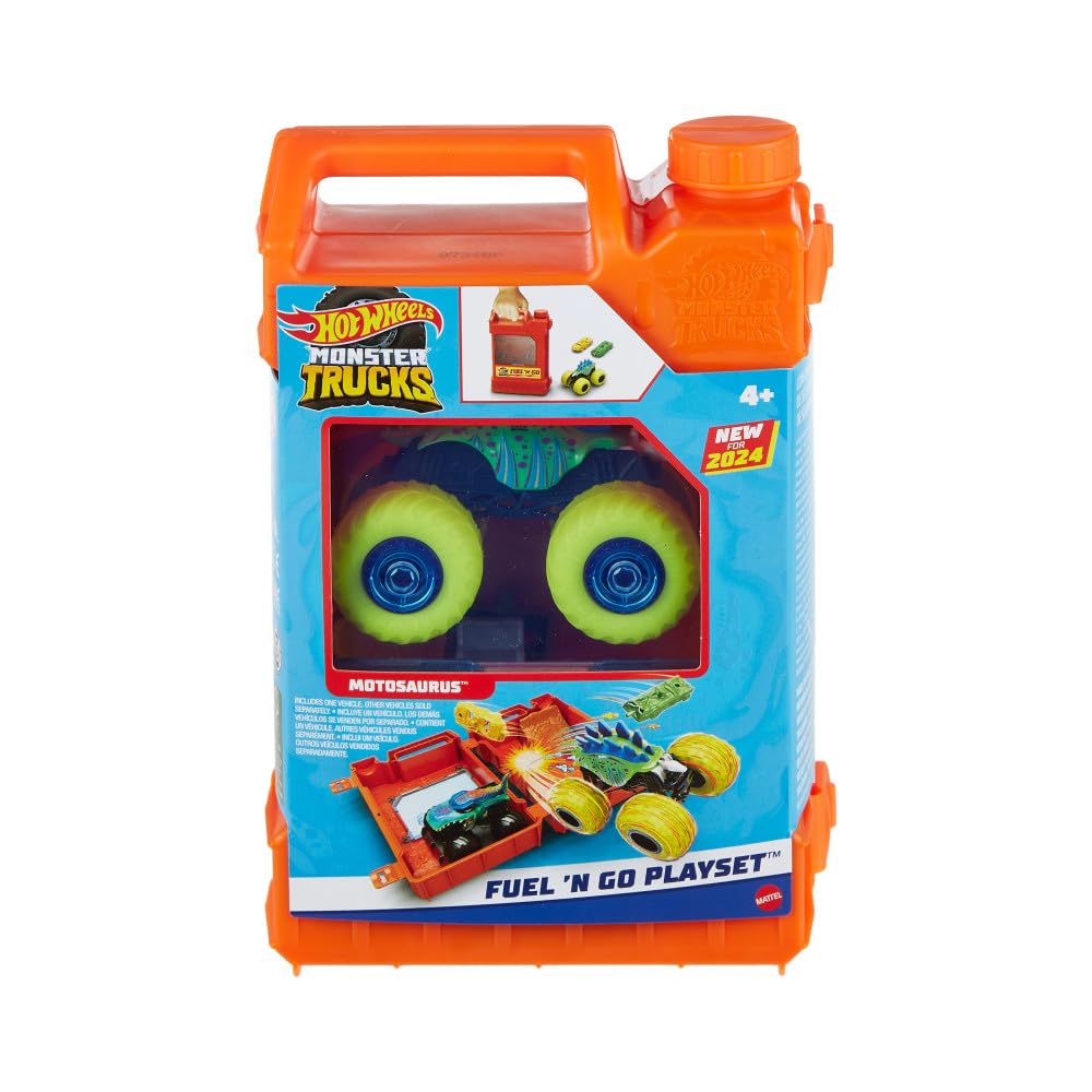 Hot Wheels Monster Trucks Fuel N' Go Gas Can Playset - 1:64 Scale Action Vehicle Set for Kids 1