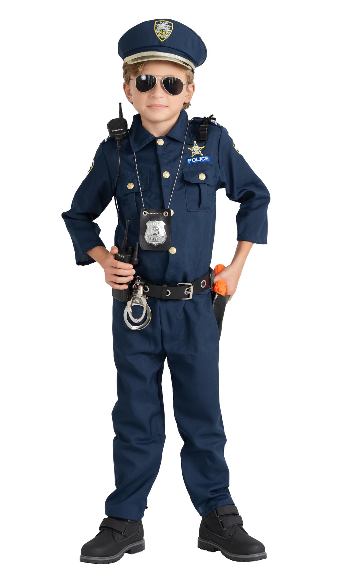 Dress Up America Kids Police Costume - Toddler 4, Navy Blue, 7-Piece Set