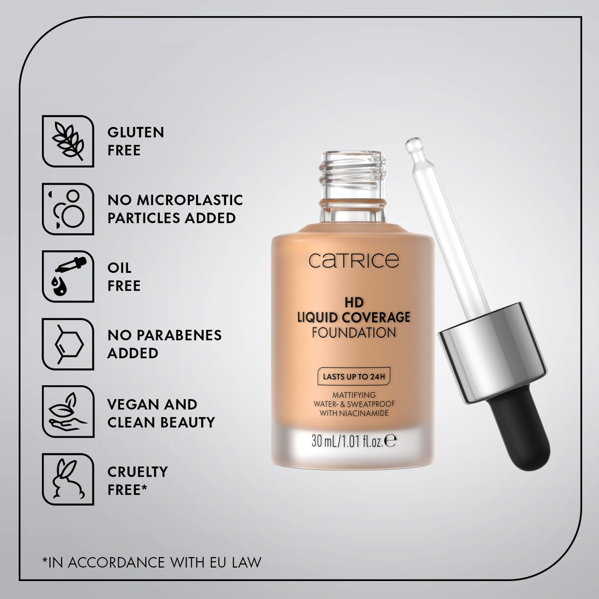 Catrice HD Liquid Coverage Foundation - 30 ml, Warm Beige, Matte