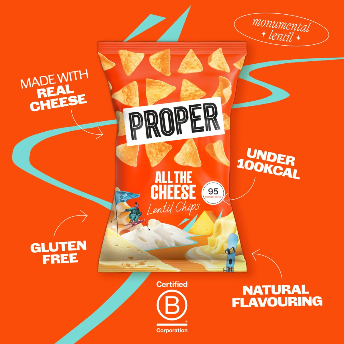PROPER All the Cheese Lentil Chips - Protein Rich, Gluten Free | 8 x 85g Multipack 3