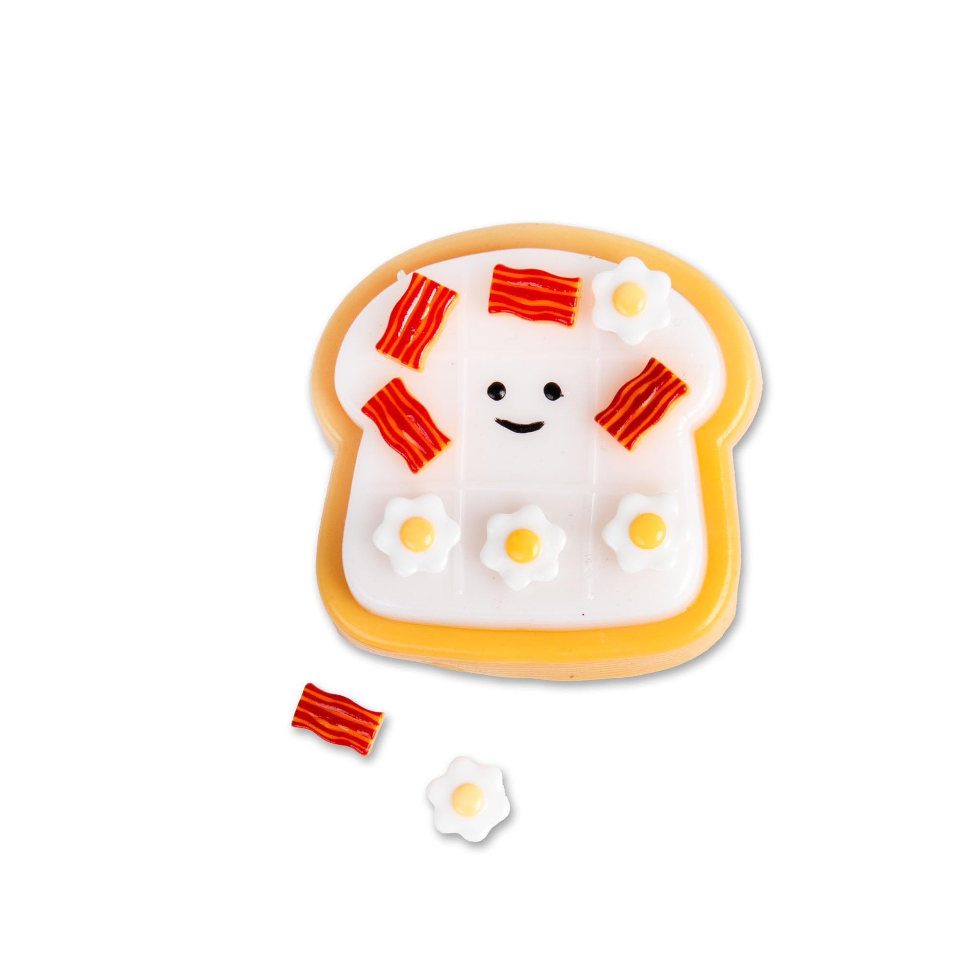 SCRUNCHEMS Sticky Squishy Tic-Tac-Toast - Interactive Fidget Toy with Removable Bacon & Eggs | Multi Coloured Plastic 5