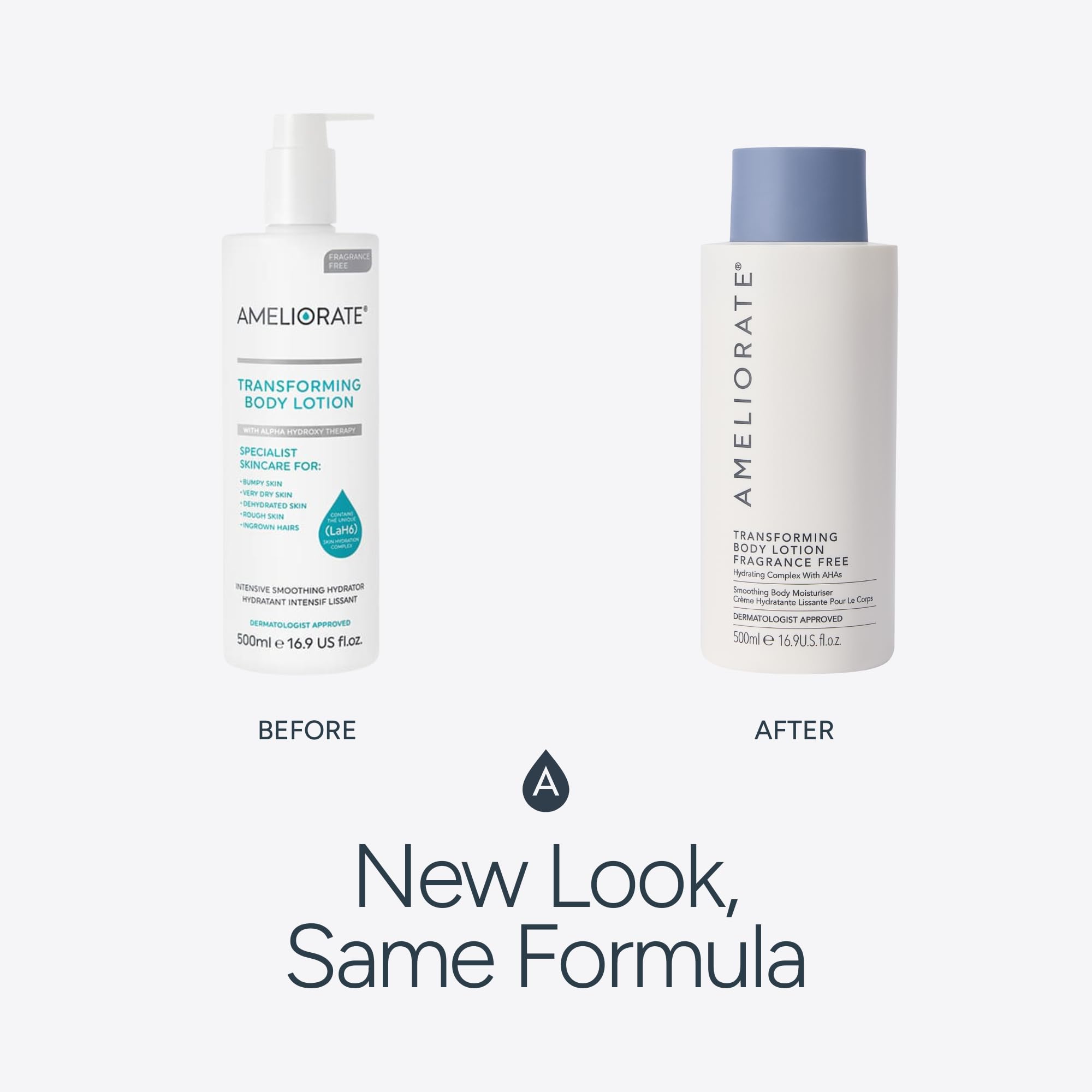 AMELIORATE Transforming Fragrance Free Body Lotion - 500ml | Keratosis Pilaris & Bumpy Skin | Hydrating 6