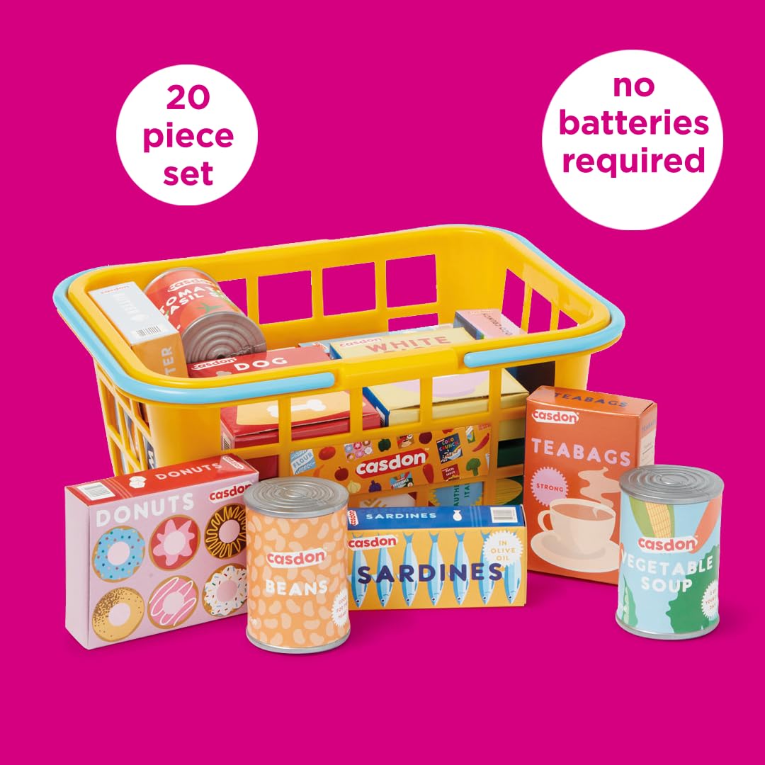 Casdon Little Shopper Colourful Toy Shopping Basket with Food Items for Kids 36 Months+ 2