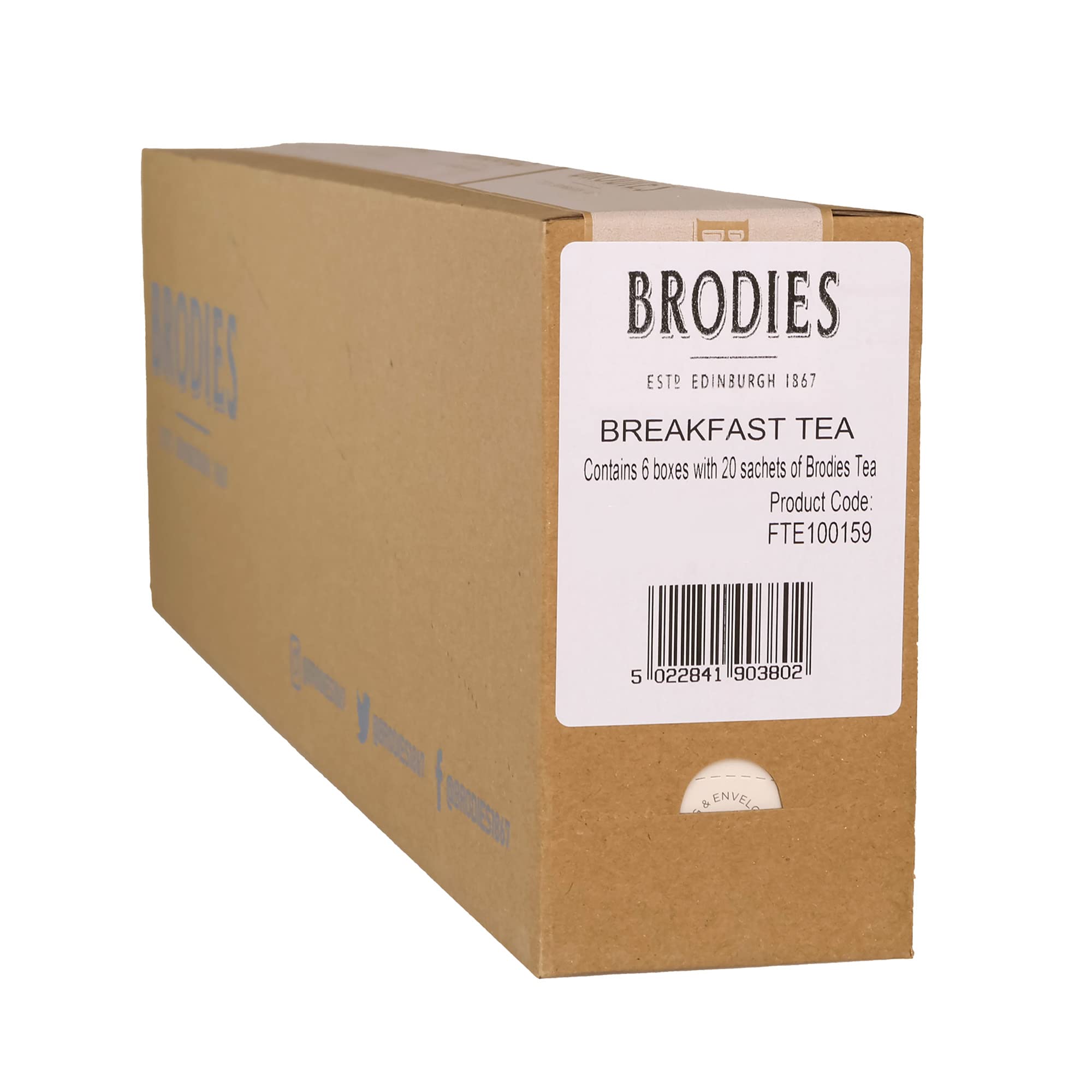 Brodies Breakfast Tea - 6 Boxes of 20 Individually Wrapped Tea Bags (120 Total) - Scottish Black Tea Blend 2