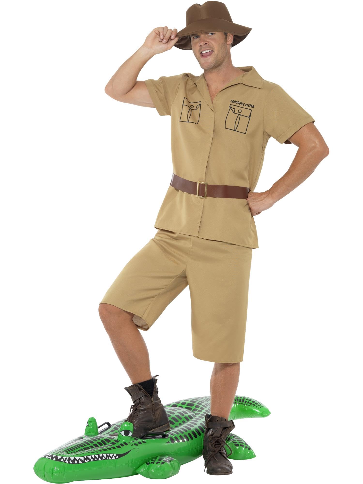 Smiffys Safari Man Costume - Adult Men's Fancy Dress with Shirt, Shorts, Belt and Hat 1