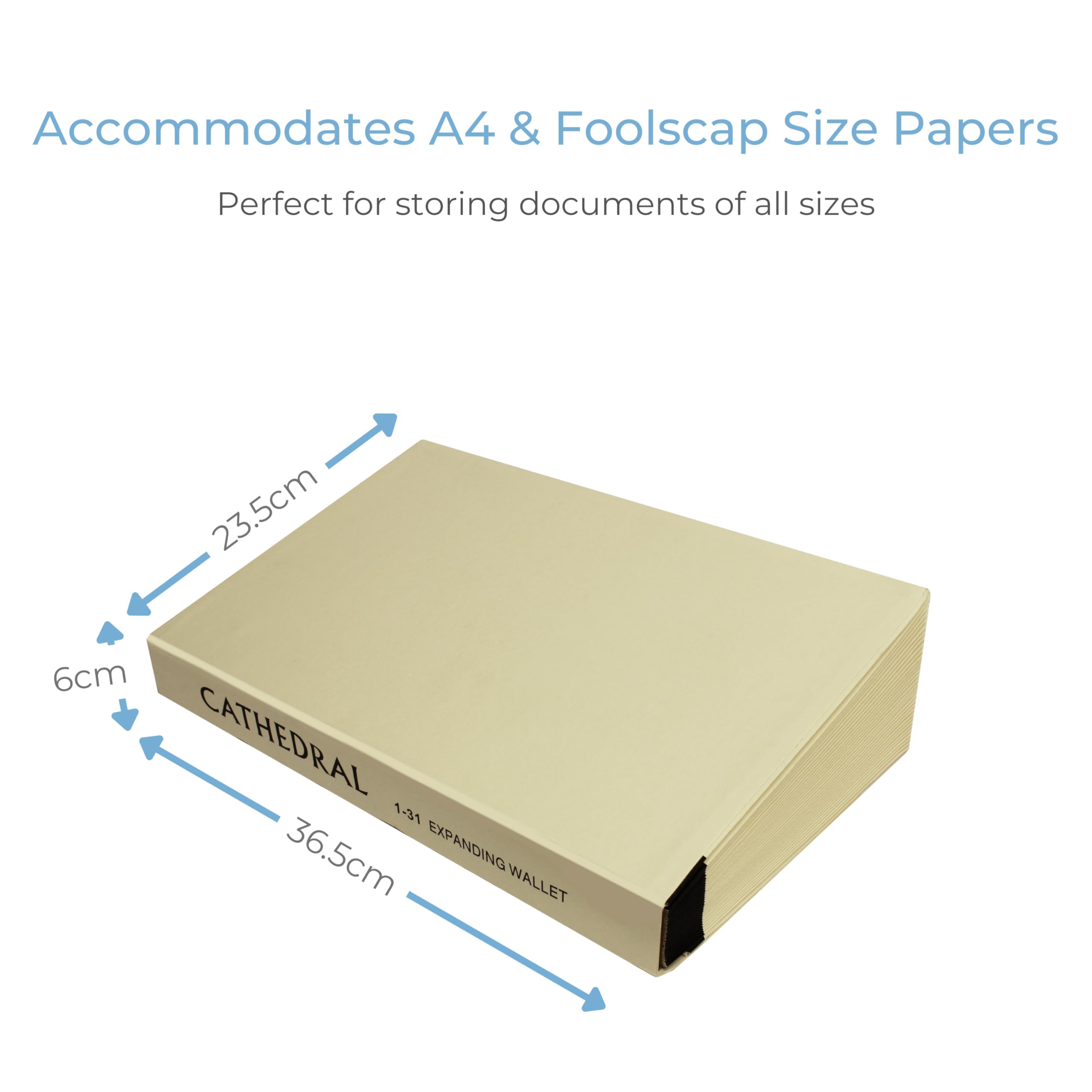 Cathedral Products 31 Pocket Expanding File - Numbered Tabs 1-31 | A4 & Foolscap Compatible 4