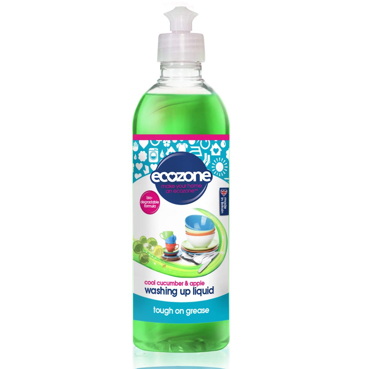 Ecozone Cool Cucumber & Apple Washing-Up Liquid - Concentrated Formula, Tough on Grease | 500ml 1