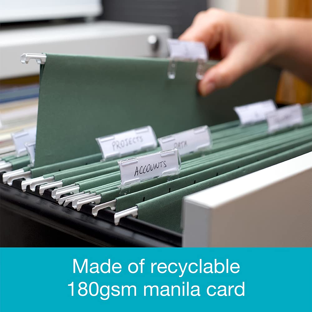 SUMMIT Foolscap Suspension Files - Green V-Base | 10 Pack | Holds 150 Sheets | 210 gsm Manila 5
