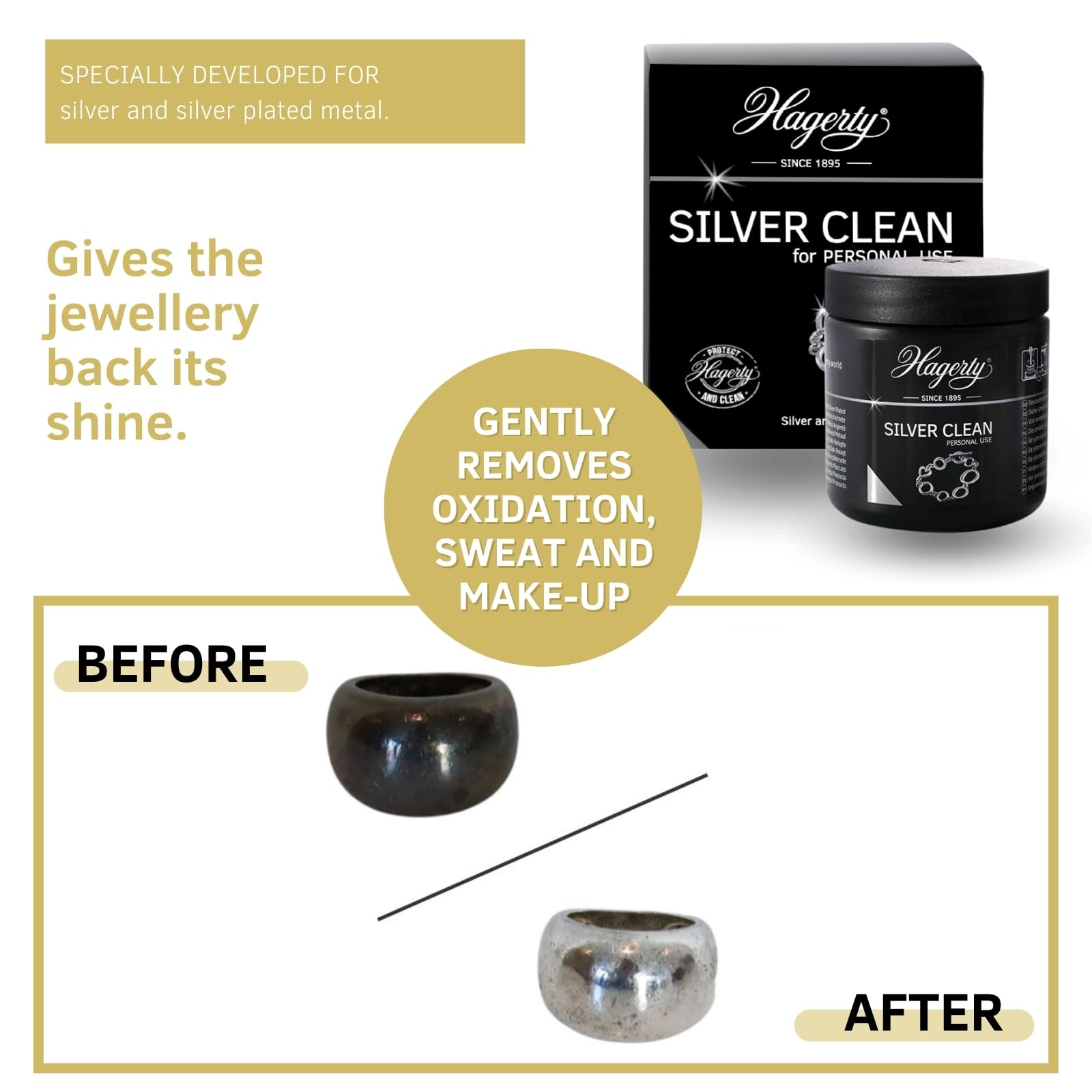 Hagerty Silver Clean Jewellery Dip Bath - Instant Tarnish Remover | 170 ml Liquid Polish 3
