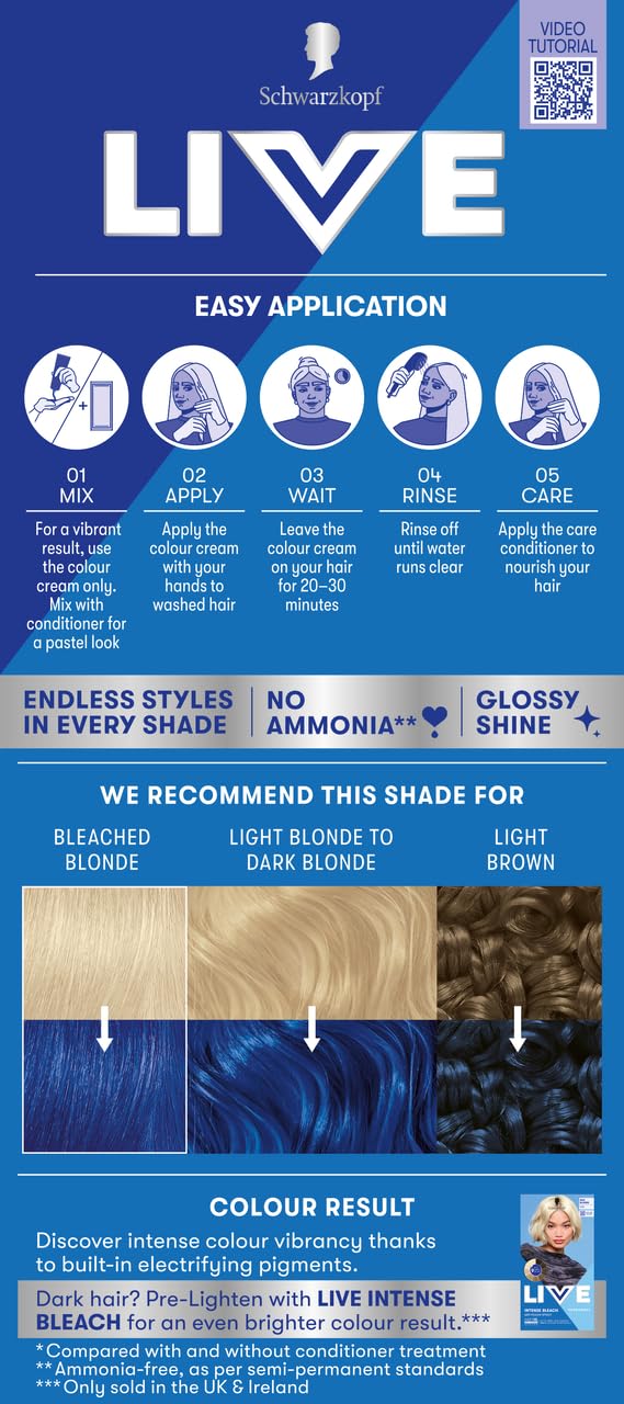 LIVE Colour Moment 095 Cobalt Blue Semi-Permanent Hair Colour - 50 ml
