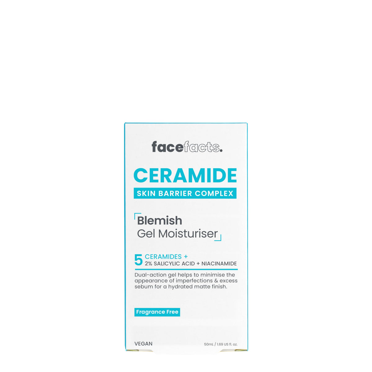 Face Facts Ceramide Blemish Gel Moisturiser - Hydrating & Mattifying | 5 Ceramides, Salicylic Acid, Niacinamide | 50 ml