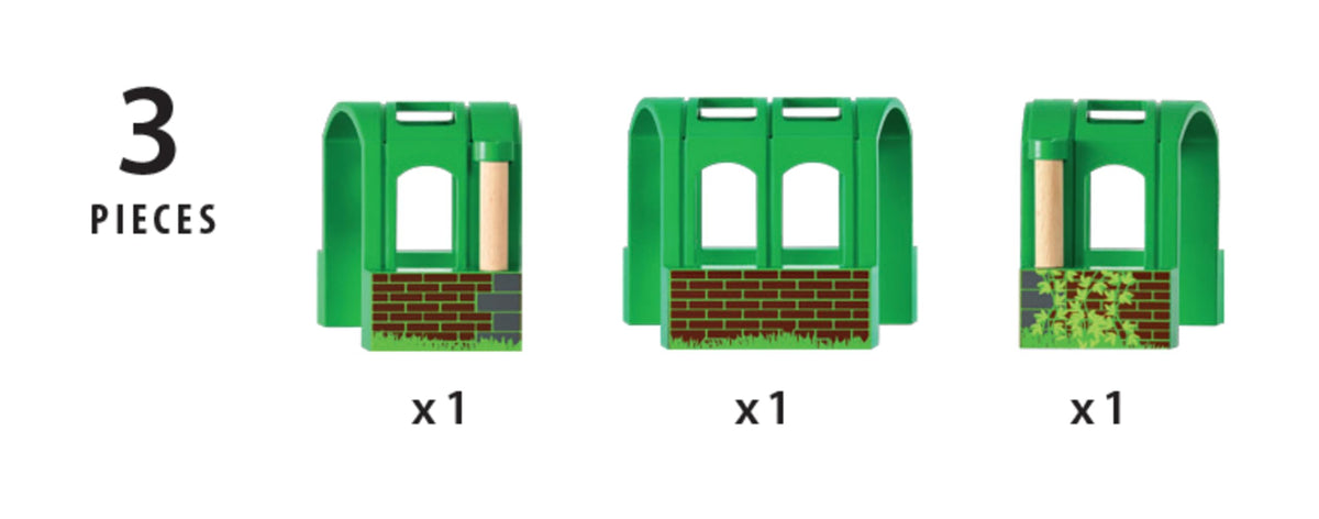 BRIO World Flexible Tunnel - Wooden Railway Train Set Accessory | 3 Pieces | Ages 3+