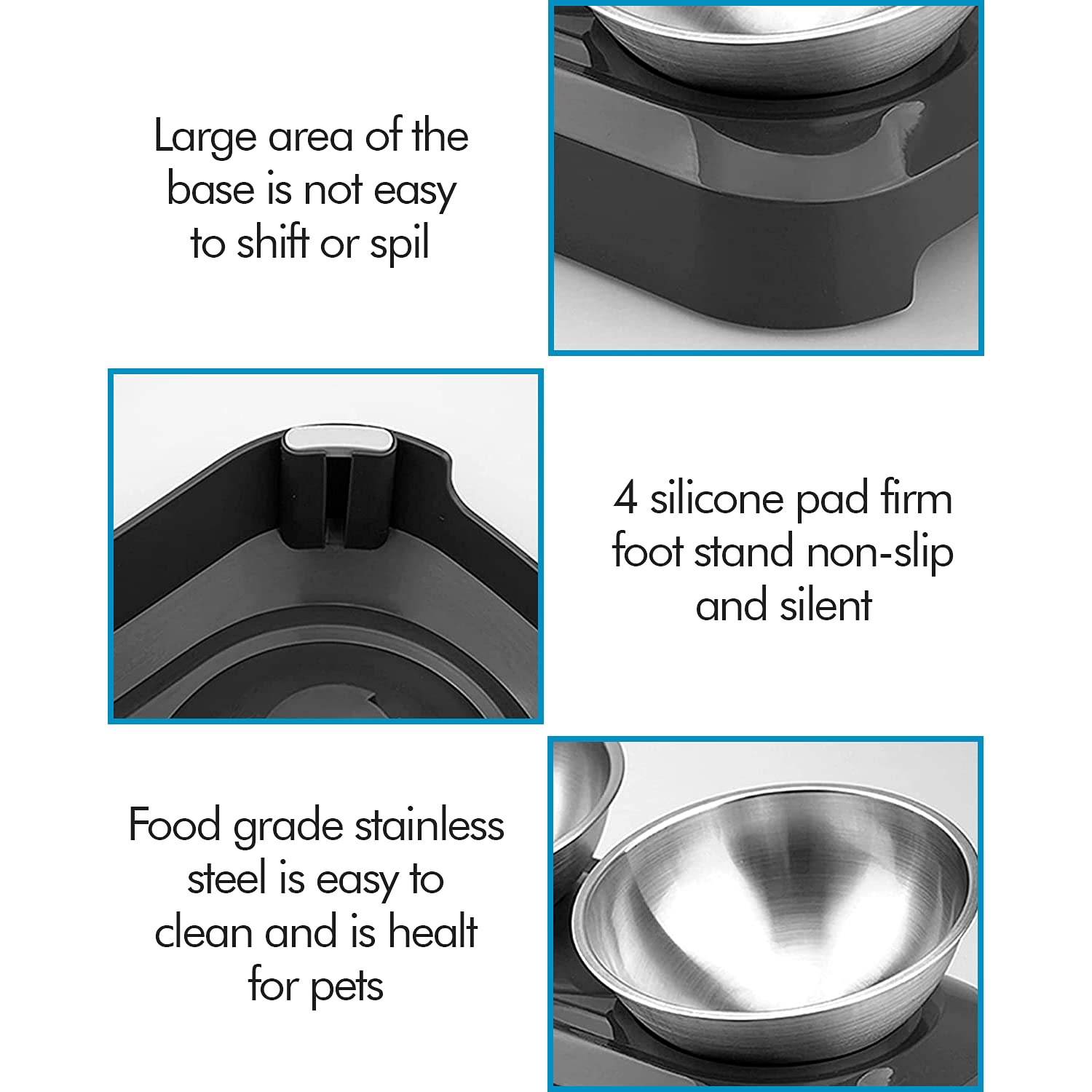 Edipets Double Stainless Steel Pet Bowl Set with Non-Slip Base | 2 Bowls | 5.1 Inch Diameter 4