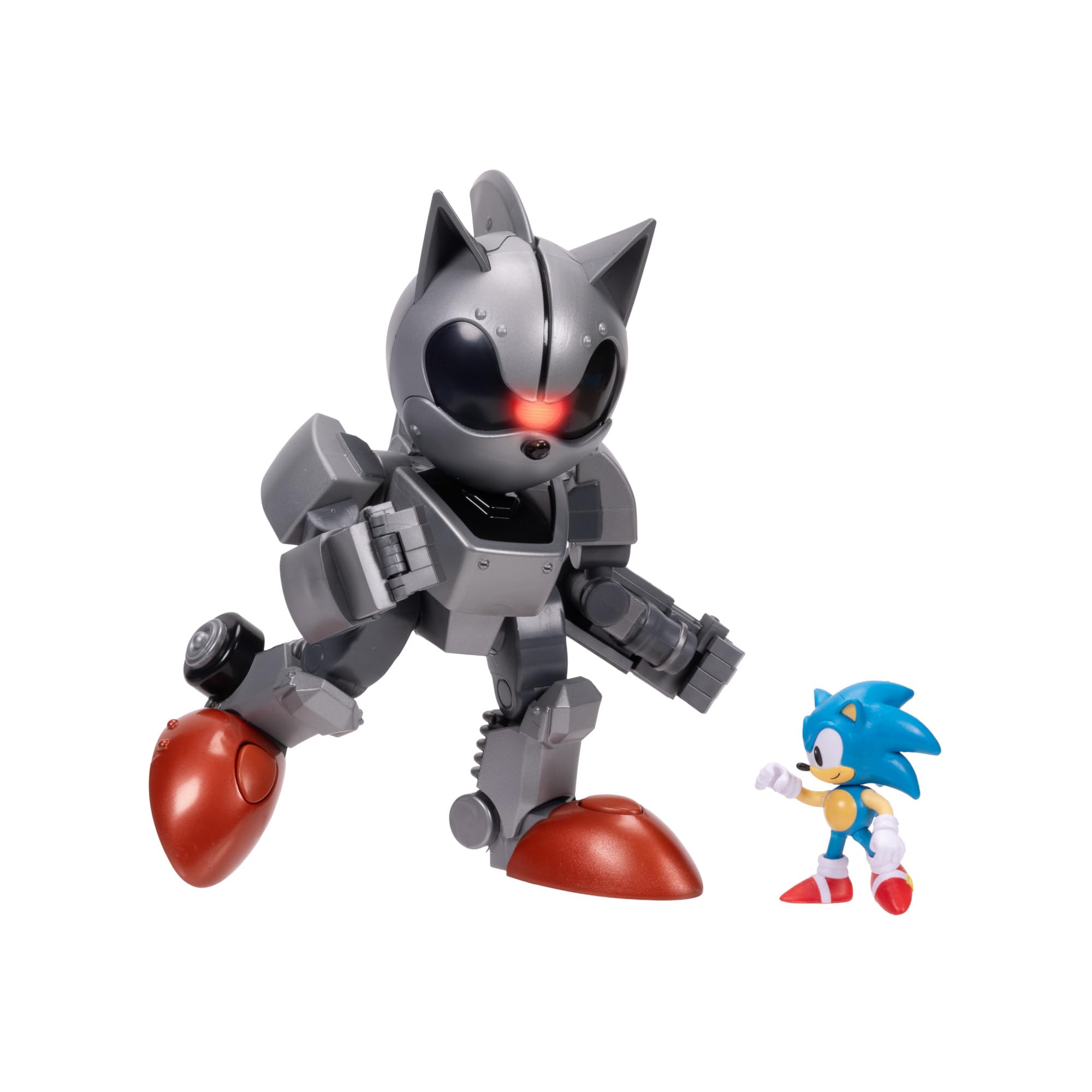 Giant Mecha Sonic vs Sonic - 8-inch Action Figure Playset with Light-Up Eyes 1