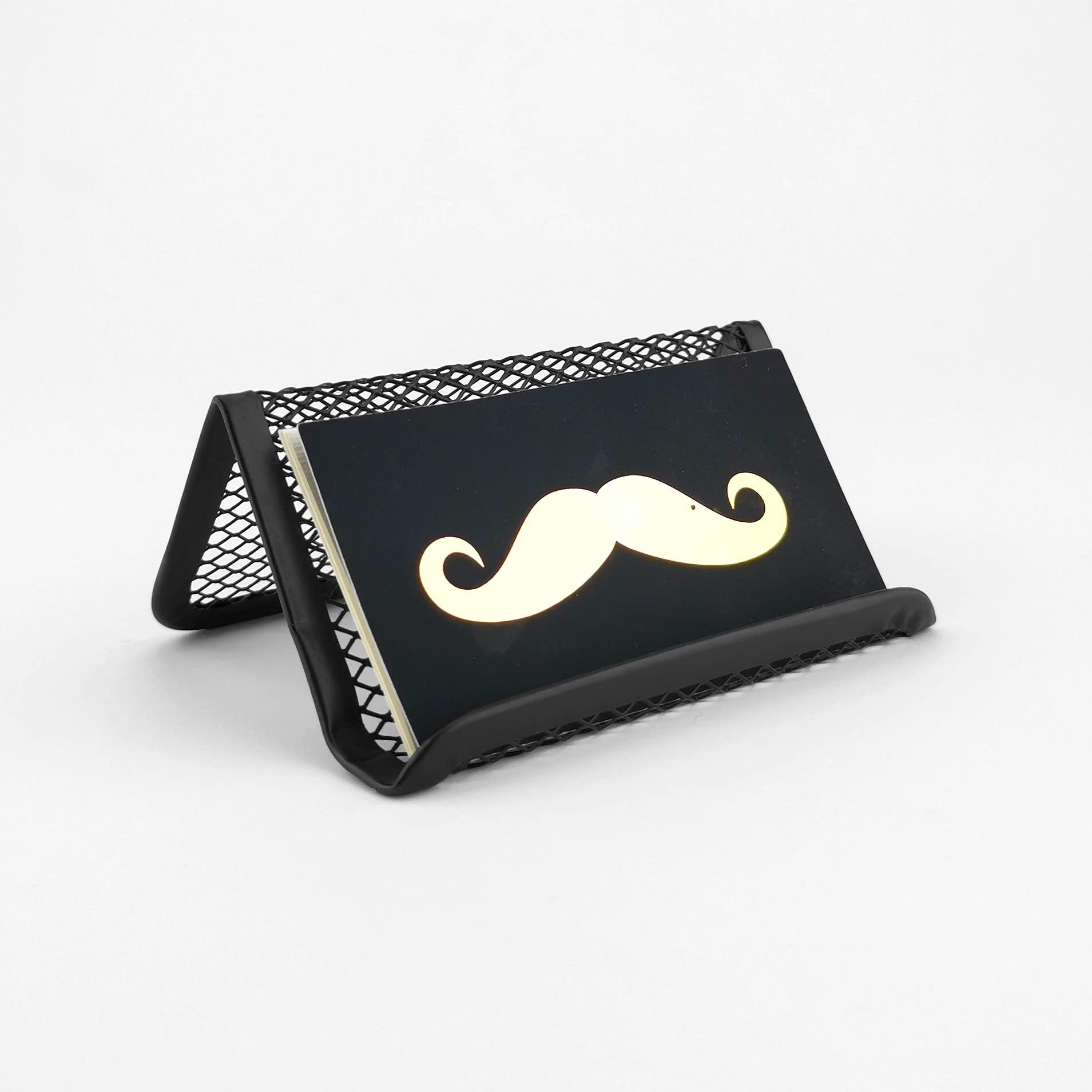 D.RECT Metal Mesh Business Card Holder - Black Lacquered Finish | Durable & Elegant Desktop Organizer