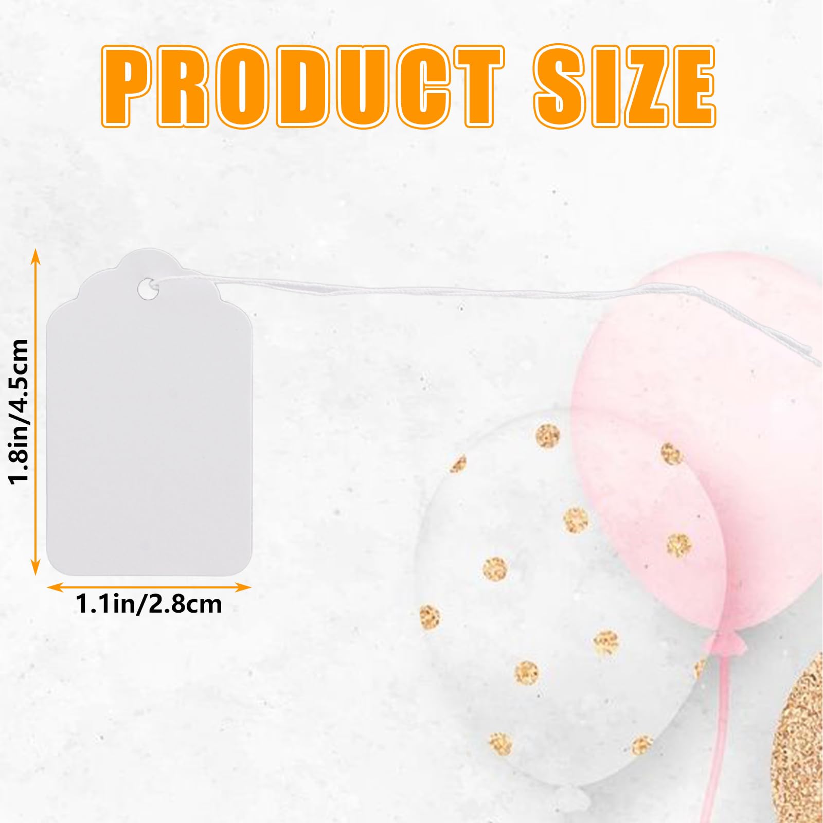 ASelected White Pricemarker Labels with String, 28x45mm, 1000 Pcs | Writable Paper Tags
