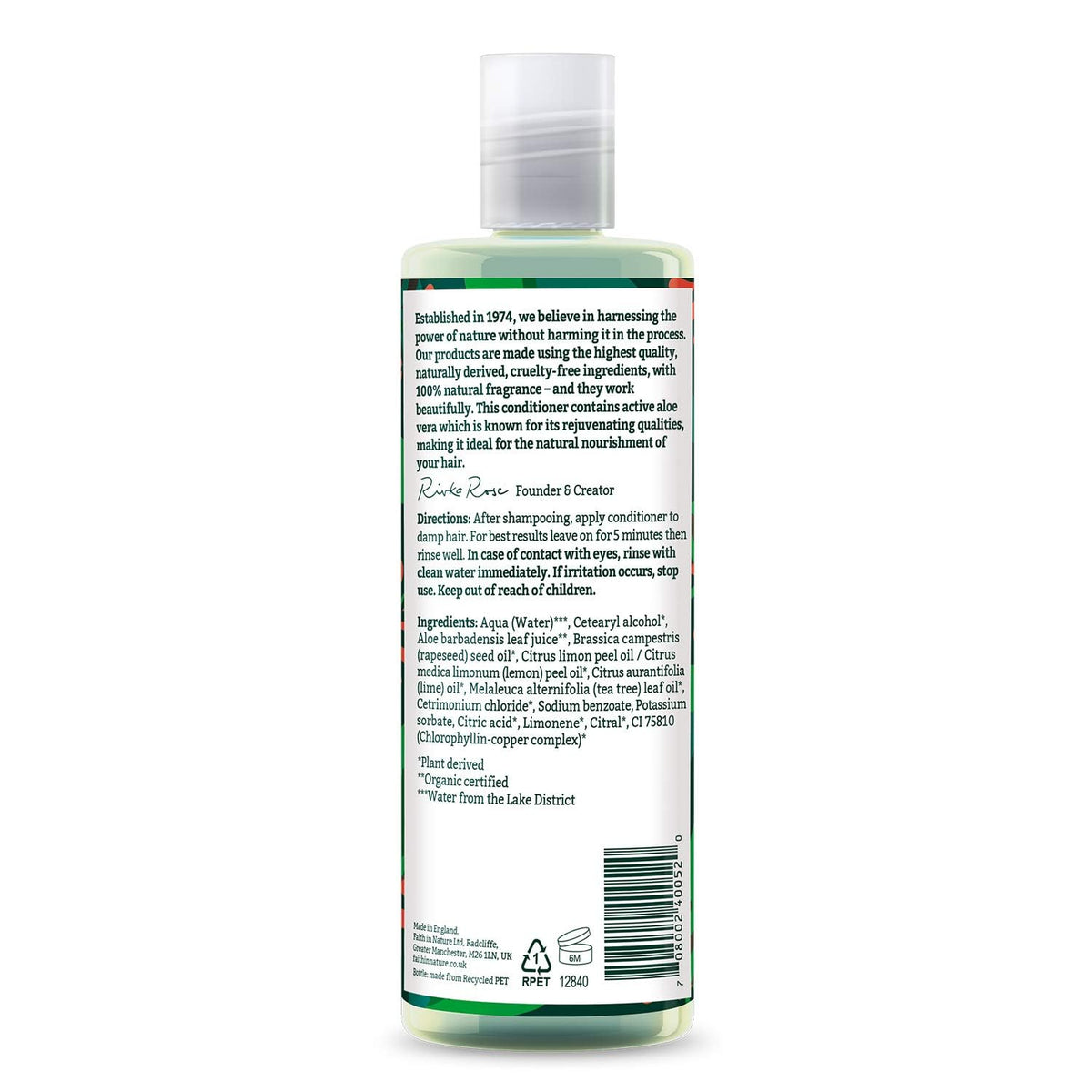 FAITH IN NATURE Organic Aloe Vera Conditioner - 400ml | Normal Hair & Scalp | Paraben & SLS Free