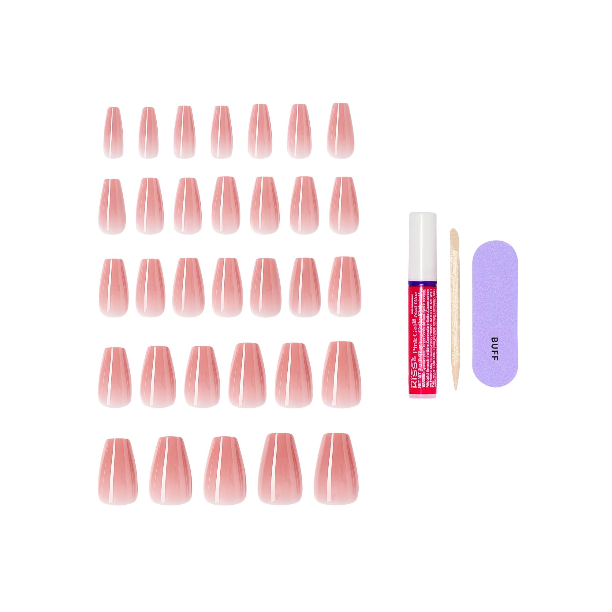 KISS CORE Color Press On Nails - Jubilation Pink Medium Coffin 32 Count 4