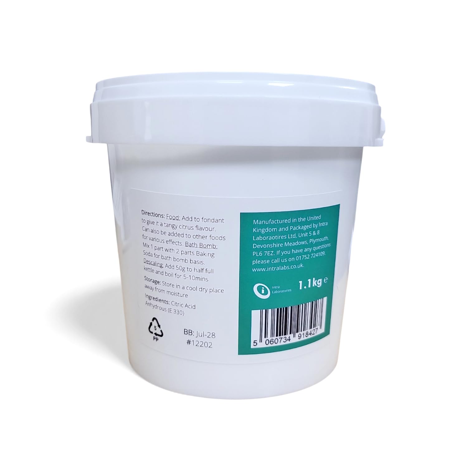 Intralabs Citric Acid 1.1kg - Food Grade De-Scaler & Multi-Purpose Cleaner 2