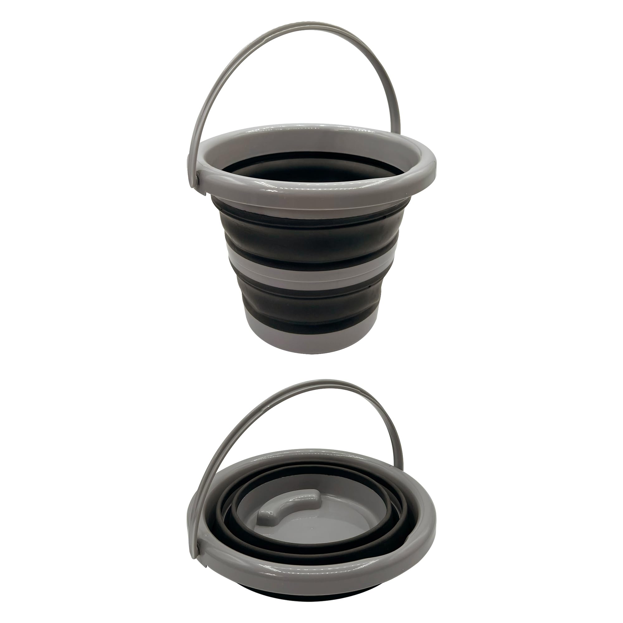 Nordrok Collapsible Bucket with Lid - 5L Capacity | Space Saving | Grey 2