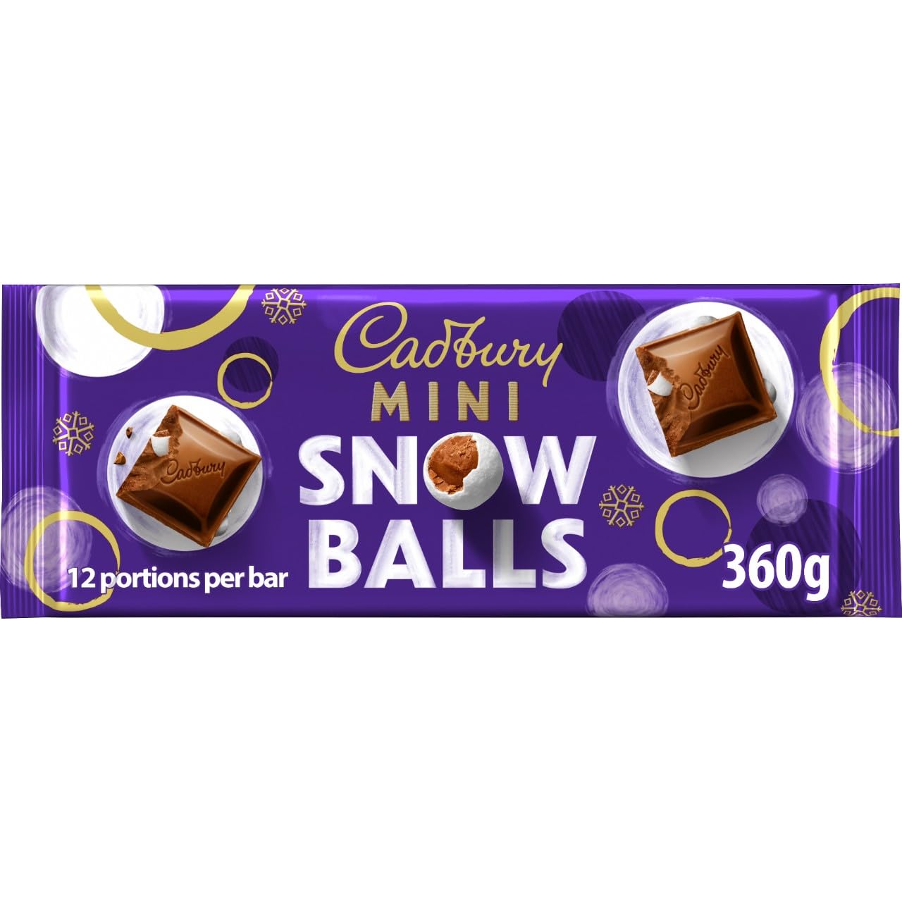 Cadbury Festive Mini Snow Balls Chocolate Bar, Smooth Dairy Milk Chocolate, 360g 1