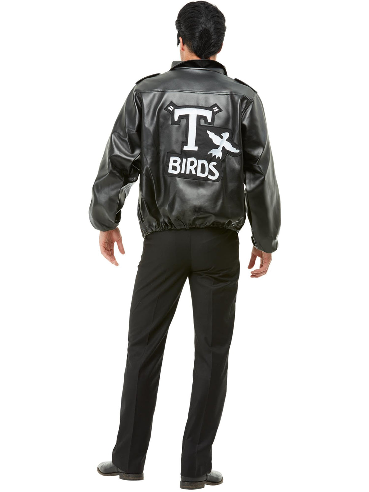 Smiffys Grease T-Birds Jacket for Adults - Black Fancy Dress Top, Size M (38-40 in)