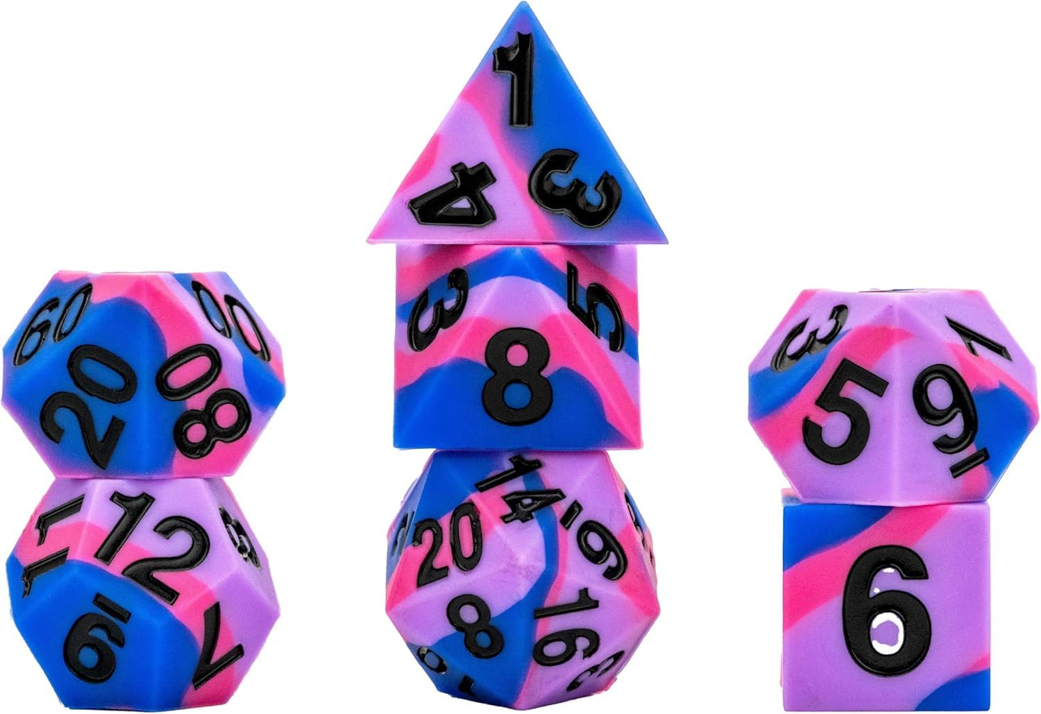 Metallic Dice Games FanRoll 16mm Pride Sharp Edge Silicone Poly Dice Set
